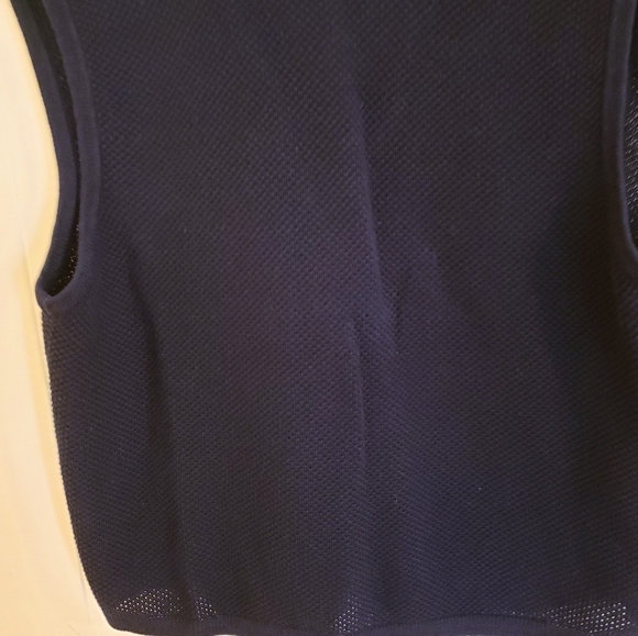 Koret Women Sweater Vest Size 1X Navy Crewel Floral Applique Button Front, Sleev - Picture 9 of 9